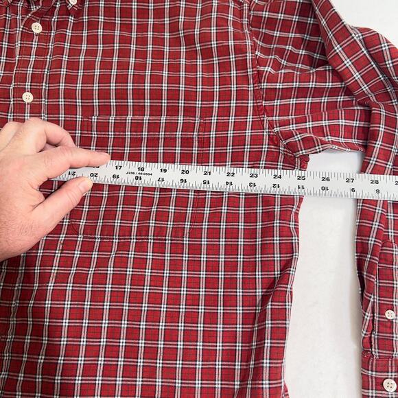 Eddie Bauer Outlet Button Down Shirt Men's Large Flannel Red Check 100% Cotton - Picture 5 of 12